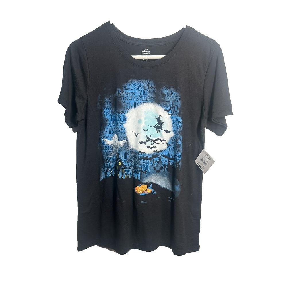celebrate halloween womens short sleeve night‎ sky shirt size small 4 6